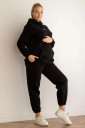 Тёплый костюм на флисе для беременных и ГВ 4464115-4, чёрного цвета