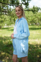 Лляний костюм шорти і сорочка для вагітних  5000 770, блакитний кольору