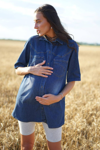 Джинсовая рубашка для беременных арт. 898411, синий