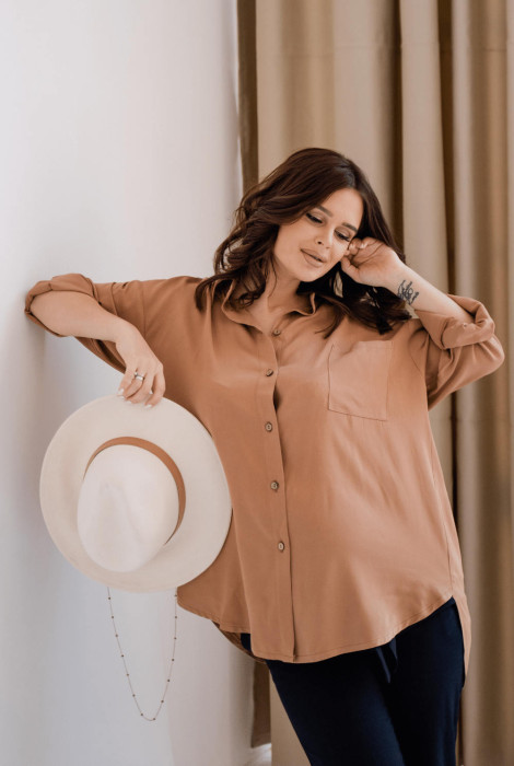 Блуза-сорочка 2101755 для вагітних, світло-коричневий