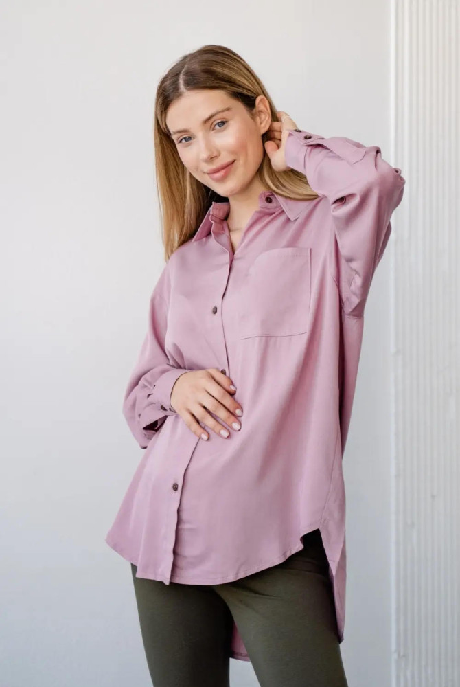 Розовая Блуза-Рубашка 2101755 Для Беременных