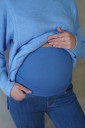 Завужені джинси для вагітних із комбінованим поясом 1225500, сині