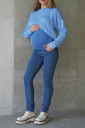 Зауженные джинсы для беременных с комбинированым поясом1225500, синие