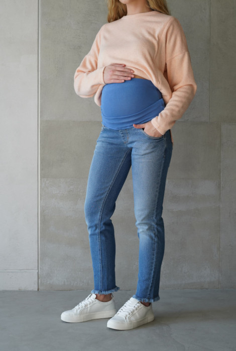 Блакитні джинси для вагітних із комбінованим поясом поясом 1172501-4