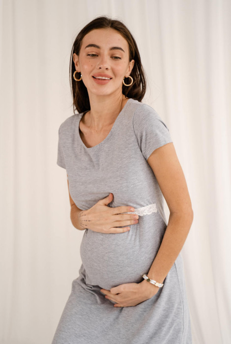 Ночная рубашка для беременных и кормления арт. 4138041, серый меланж
