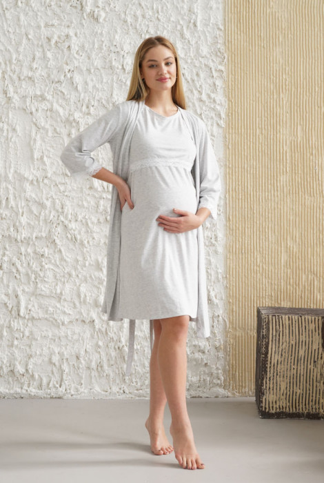Комплект для беременных и кормления 4299041, серый меланж