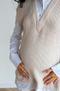 В'язаний джемпер з імітацією сорочки для вагітних 4367142, молочний