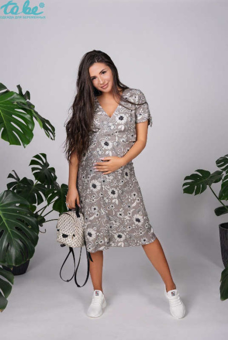 Сукня для вагітних арт.4173604, сірий з квітами