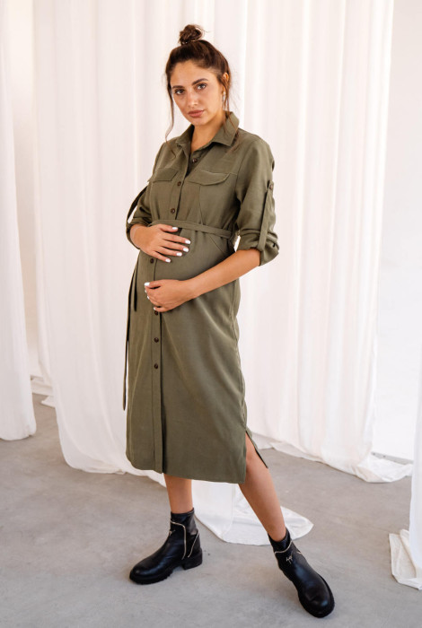 Платье 4273217 для беременных и кормления, хаки