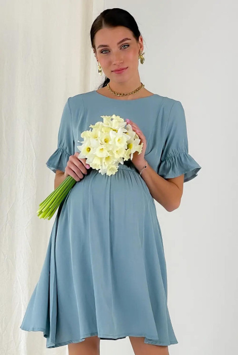 Невесомое платье для беременных и кормления 4249754, серо-голубой