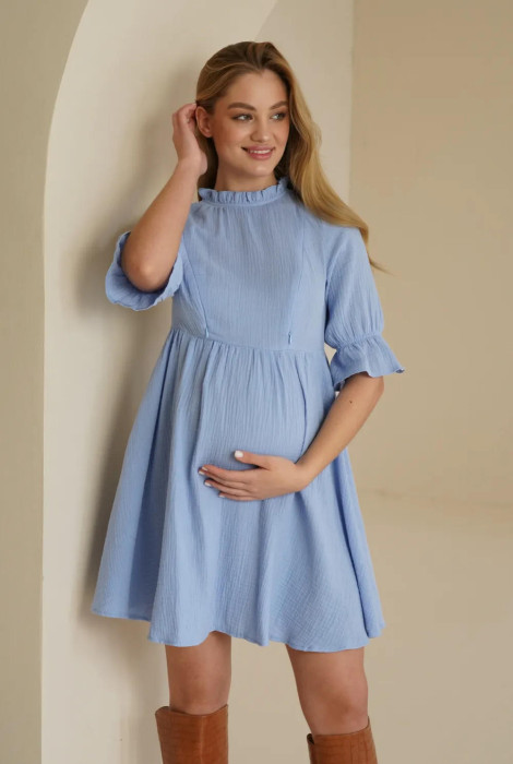 Муслиновое платье для беременных и кормления 4501 746, голубой
