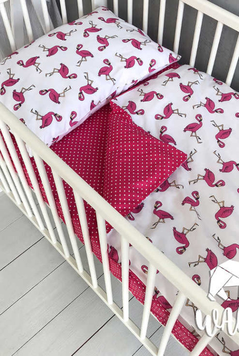 Комплект детского постельного белья, Розовые фламинго