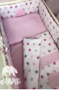 Набір в дитяче ліжко із 8 предметів, Рожеві зорі