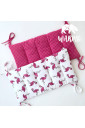 Защитный бортик в детскую кроватку, Розовые фламинго
