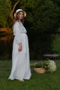 Платье для беременных и кормления Laluna, белый в горошек