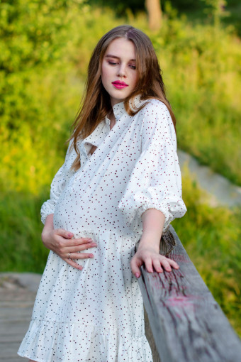 Платье для беременных и кормления Sindy, белый в горошек