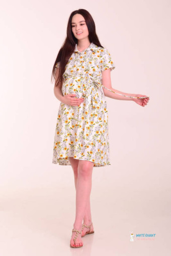 Платье для беременных и кормления Жасмин мини желтые цветы