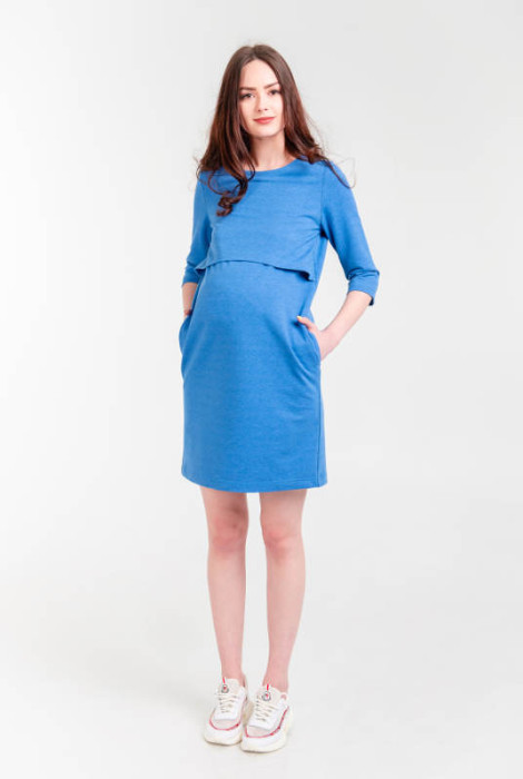 Сукня для вагітних і мам, що годують Simple, васильковий