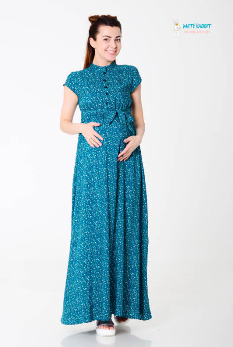 Платье для беременных и кормления Ариша, изумрудно-синий
