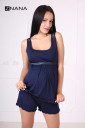 Комплект для беременных и кормления Lace халат и пижама, т.синий
