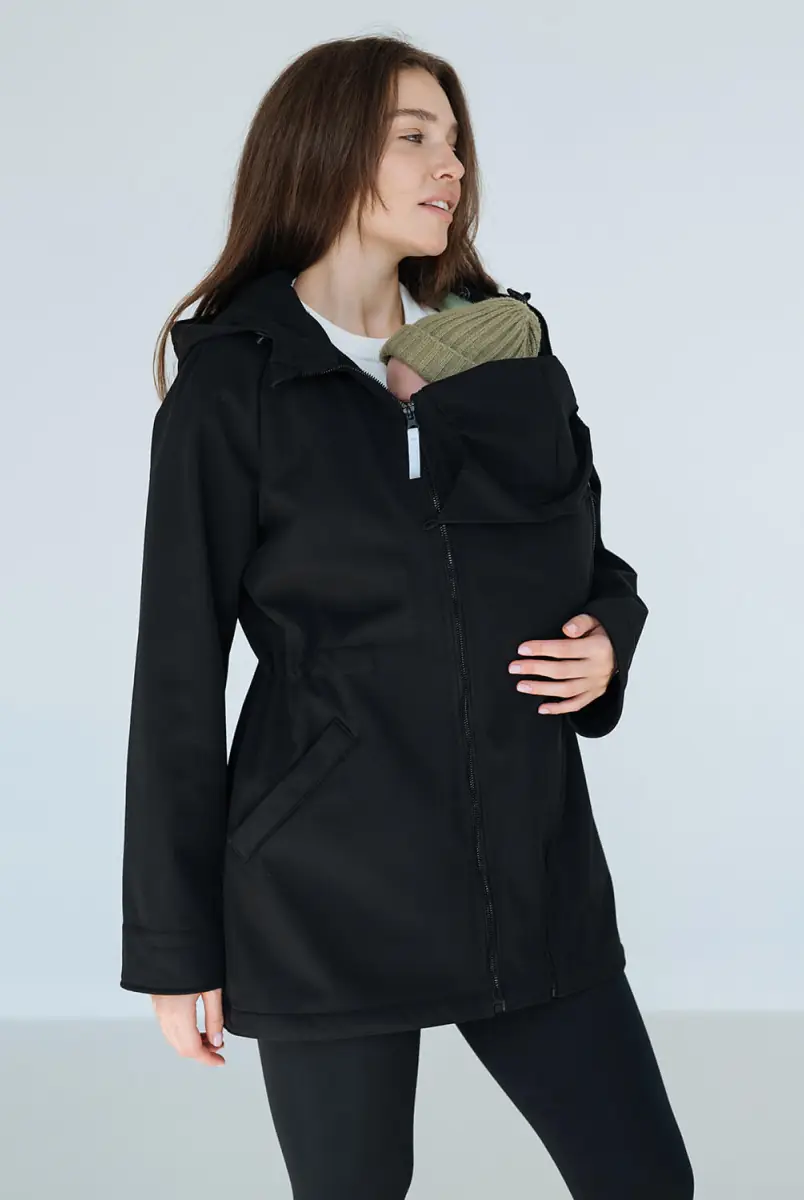 Демисезонная слингокуртка для беременных Softshell 3 в 1, Неро Демисезонная слингокуртка для беременных Softshell 3 в 1, Неро
